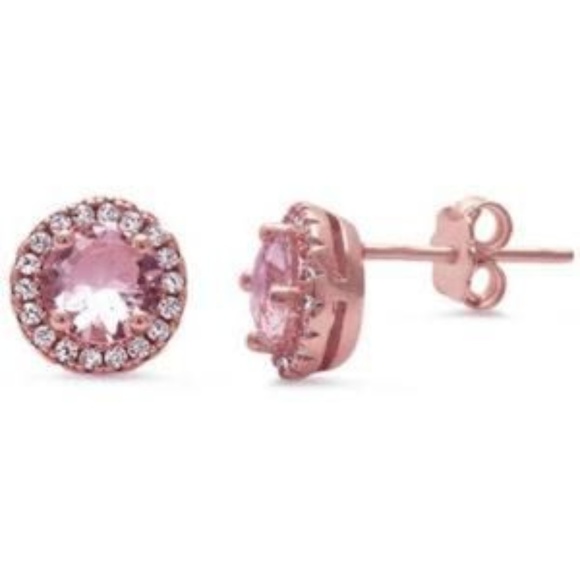 Jewelry - Sterling Silver Rose Gold Plated Halo Morganite